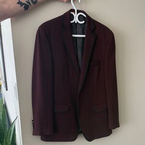 Macy's Men's Maroon Blazer with Black Trim